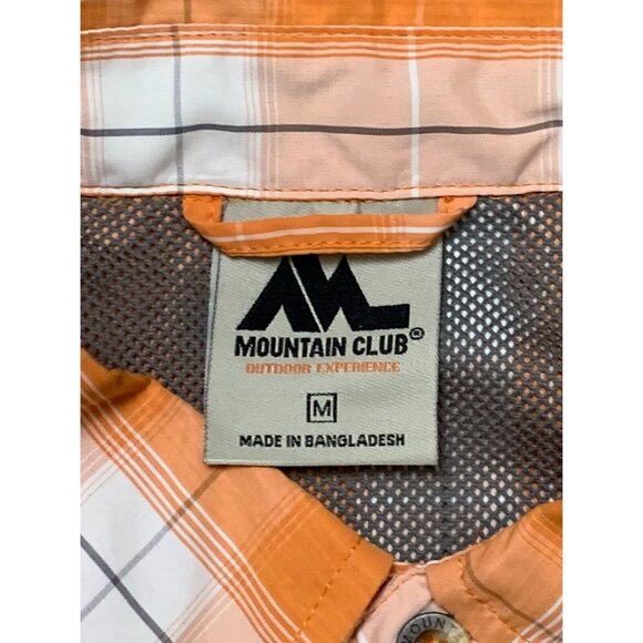 Mountain Club Mens Orange Plaid Long Sleeve Button-Down Shirt Vented Size Medium - Picture 3 of 13